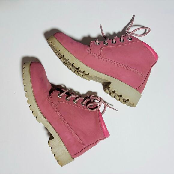Cliffs by White Mountain Pink Combat Boots – Lug Sole Lace-Up Ankle Boots - Picture 8 of 8